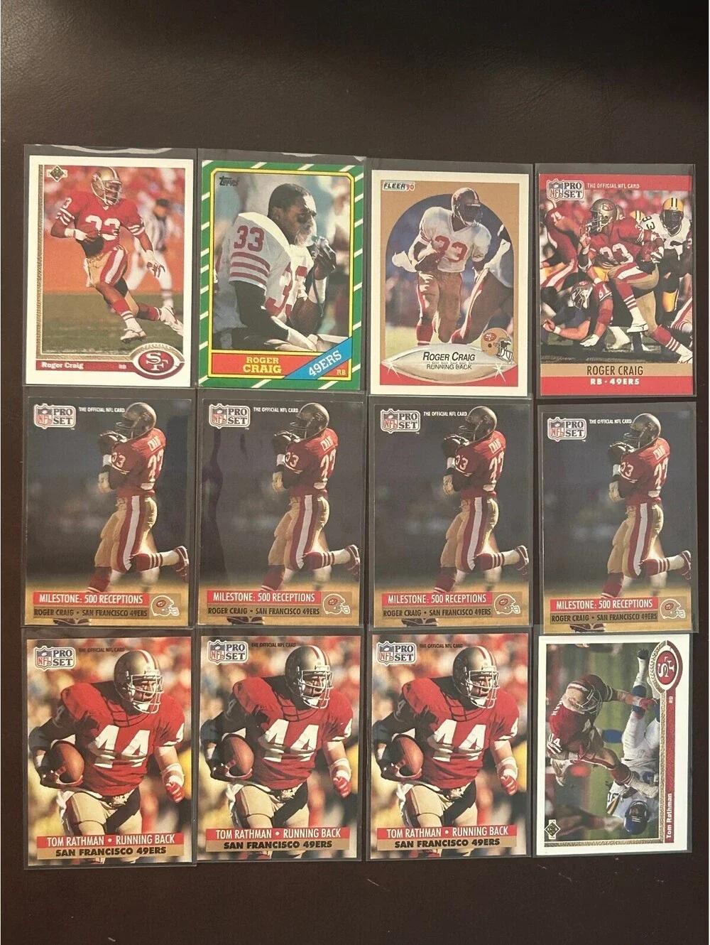 HOF RB ROGER CRAIG NM COLLECTION TOPPS/PRO SET/FLEER/UPPER DECK +TOM RATHMAN LOT